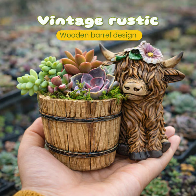 Handcrafted Highland Cow Planters