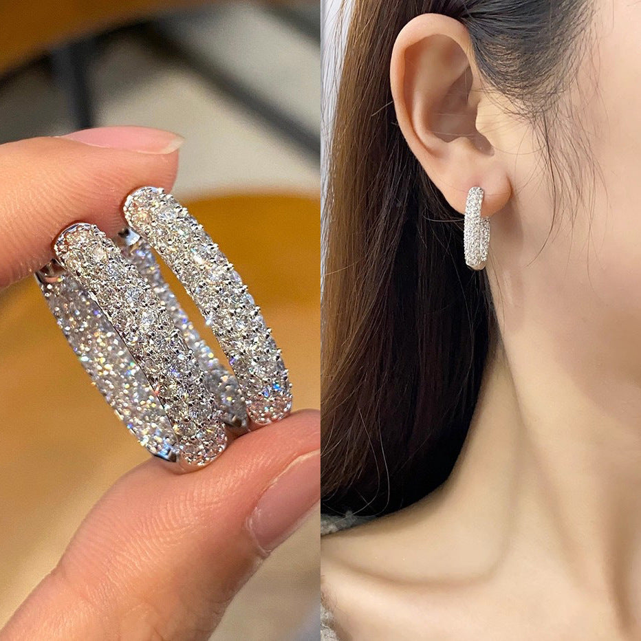 Full-diamond sparkling earrings