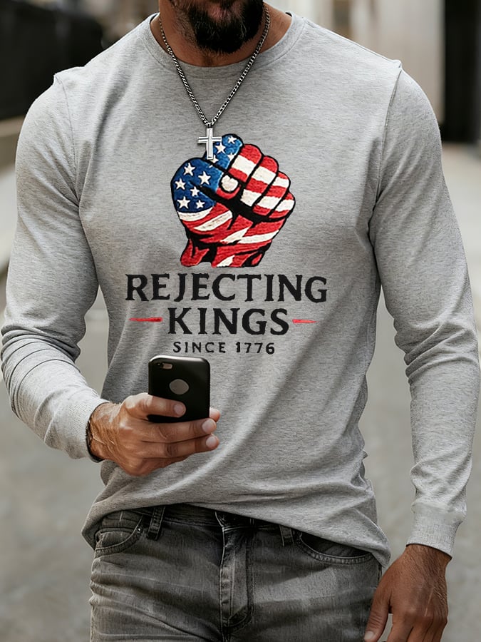 Men'S “Rejecting Kings Since 1776â€?Print Casual T-Shirt
