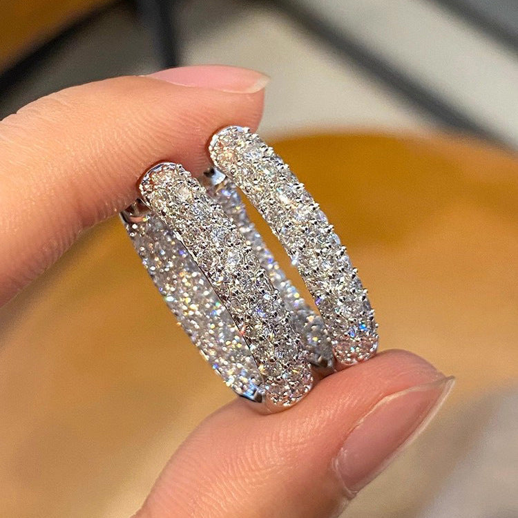 Full-diamond sparkling earrings