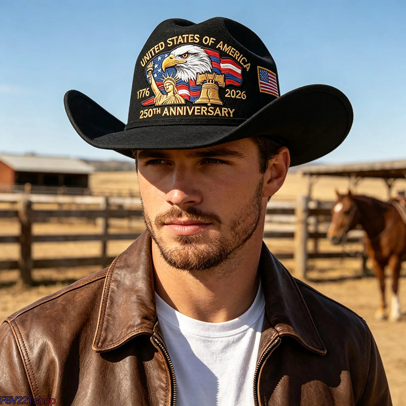 💥Last Day 49% OFF -U.S. 250th Anniversary Edition Unisex Felt Cowboy Hat