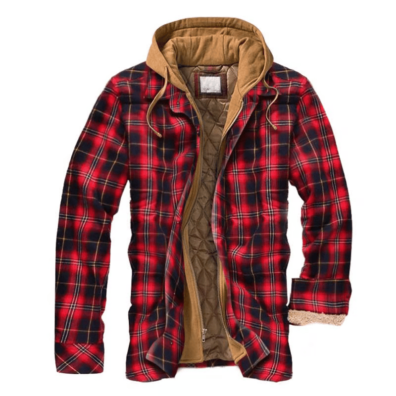 Outdoor Men's Hooded Flannel Shirt Jacket