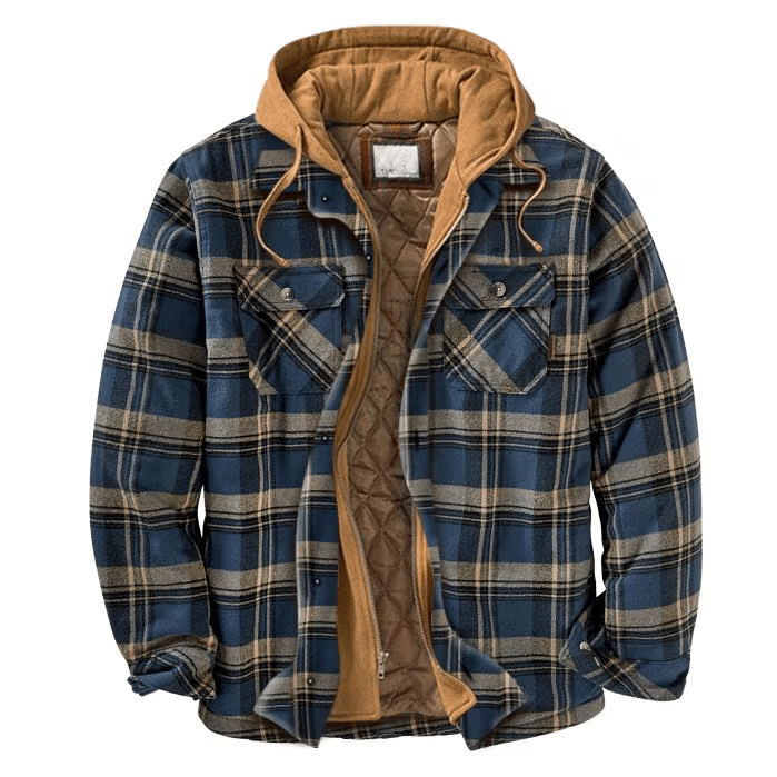 Outdoor Men's Hooded Flannel Shirt Jacket
