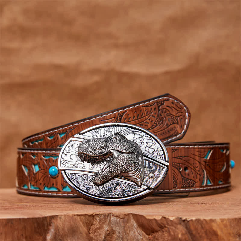DIY Dinosaur Hidden Folding Knife Leather Belt
