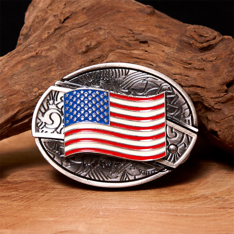 DIY American Flag Hidden Folding Knife Leather Belt