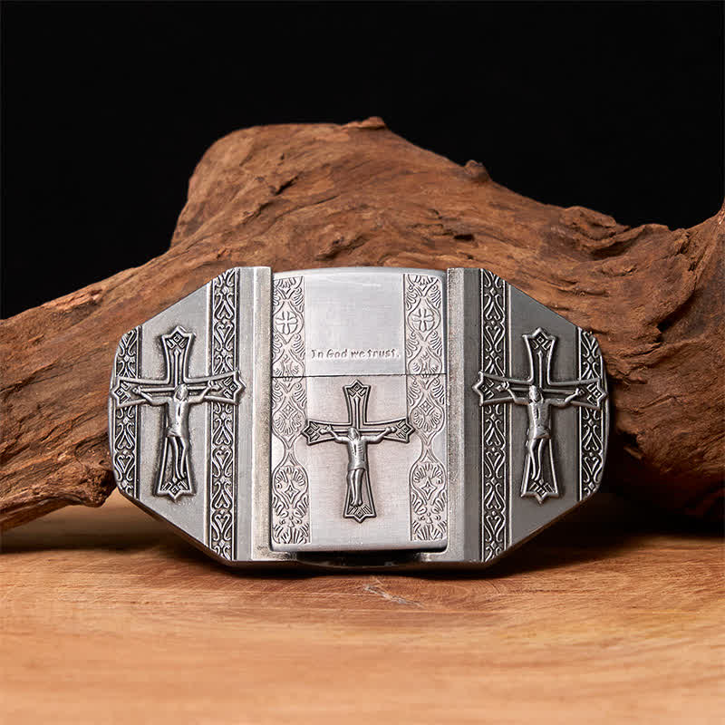 DIY Jesus Cross Leather Belt with Hidden Lighter