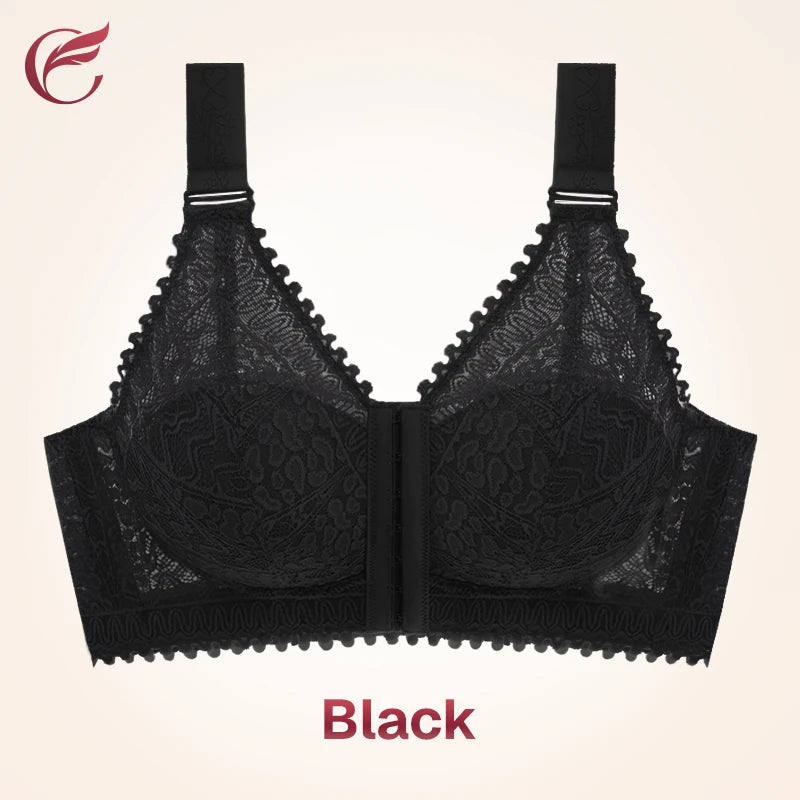 Full Bust Support Front Buckle Lace Bra