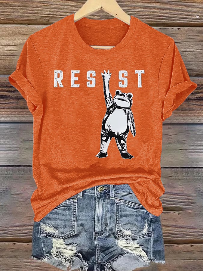Women's Portland Frog Resist Printed Casual T-Shirt