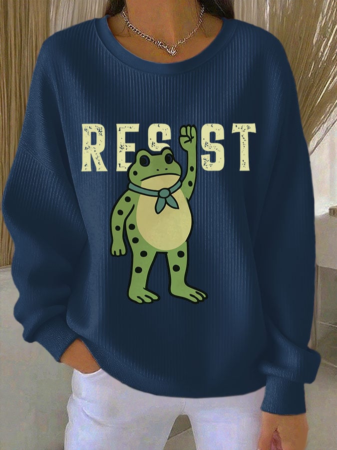 Women's Resist Frog Print Casual Sweatshirt