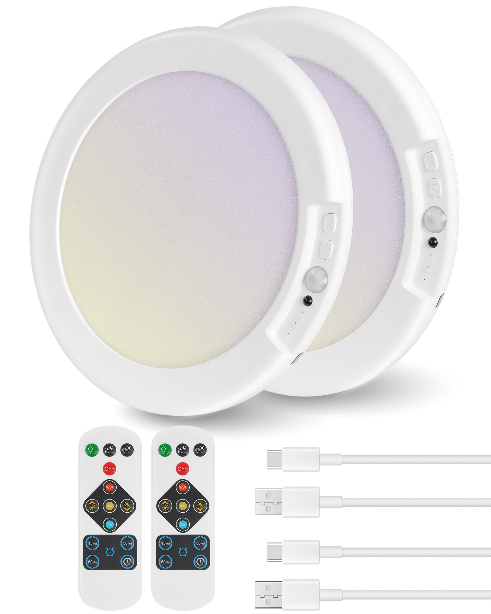 Rechargeable motion sensor ceiling light with remote