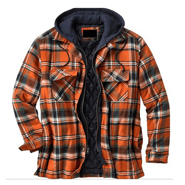 Outdoor Men's Hooded Flannel Shirt Jacket