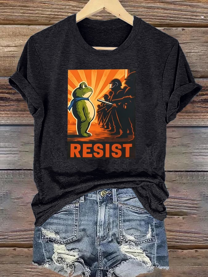 Women's Portland Frog Resist Printed Casual T-Shirt