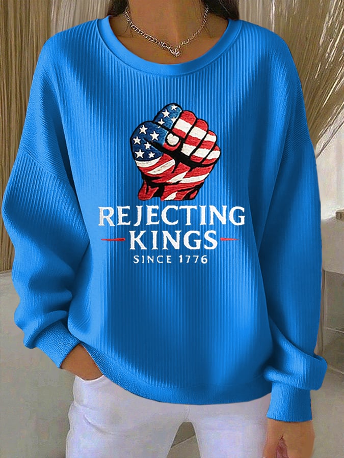 Women's “Rejecting Kings Since 1776â€?Knitted Sweatshirt