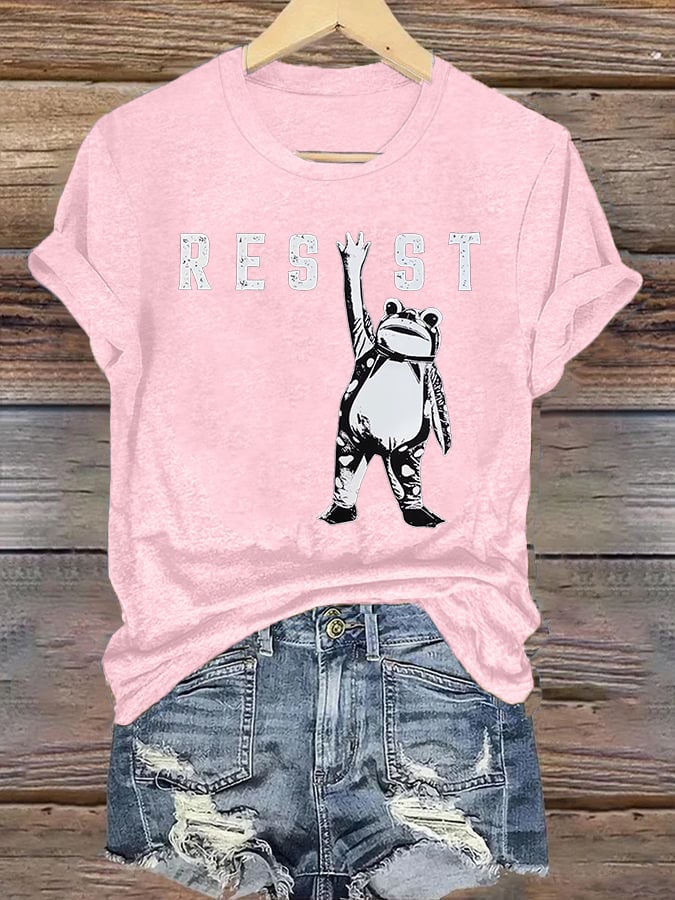 Women's Portland Frog Resist Printed Casual T-Shirt