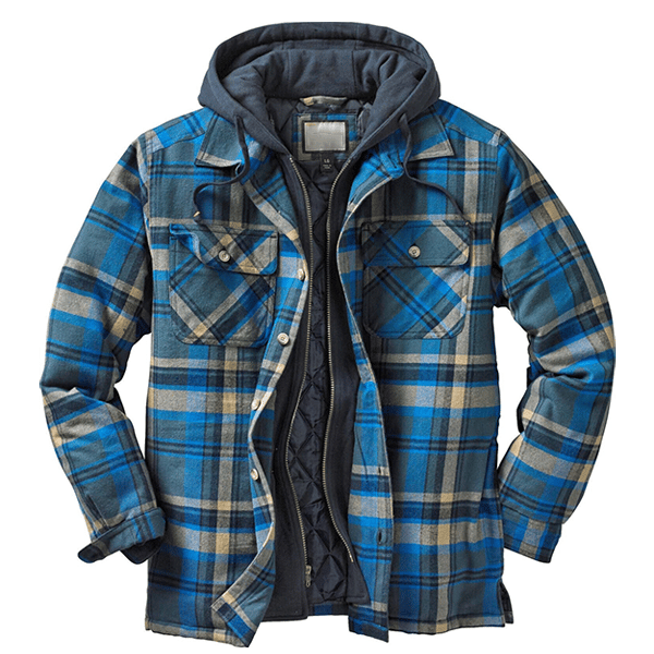 Outdoor Men's Hooded Flannel Shirt Jacket