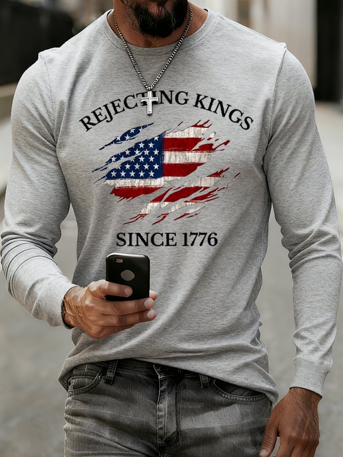 Men'S “Rejecting Kings Since 1776â€?Print Casual T-Shirt