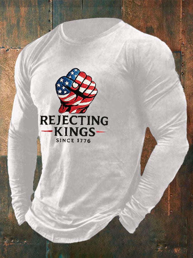 Men'S “Rejecting Kings Since 1776â€?Print Casual T-Shirt