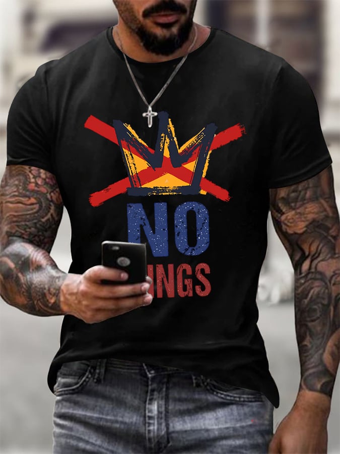 Men's No KINGS Retro Graphic Print T-Shirt