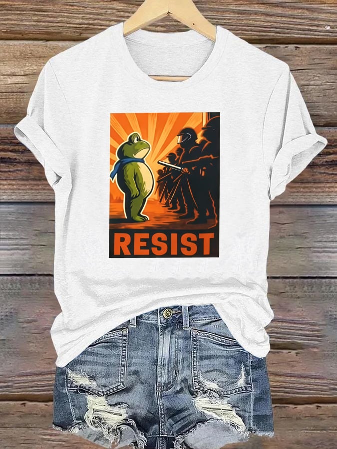 Women's Portland Frog Resist Printed Casual T-Shirt
