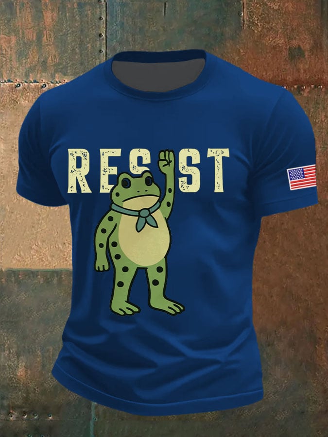 Men's Resist Frog Printed Round Neck T-Shirt