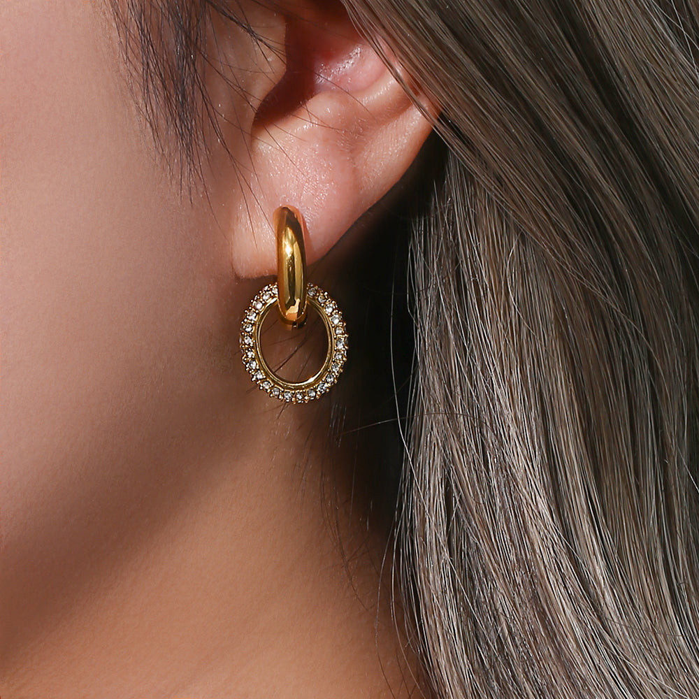 Studded Zircon Interlock Earrings