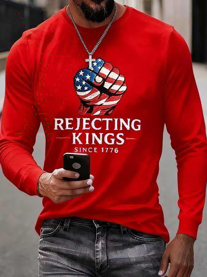 Men'S “Rejecting Kings Since 1776â€?Print Casual T-Shirt