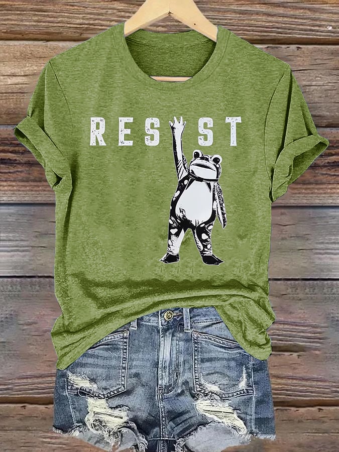 Women's Portland Frog Resist Printed Casual T-Shirt
