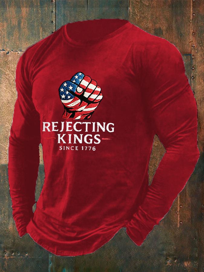 Men'S “Rejecting Kings Since 1776â€?Print Casual T-Shirt