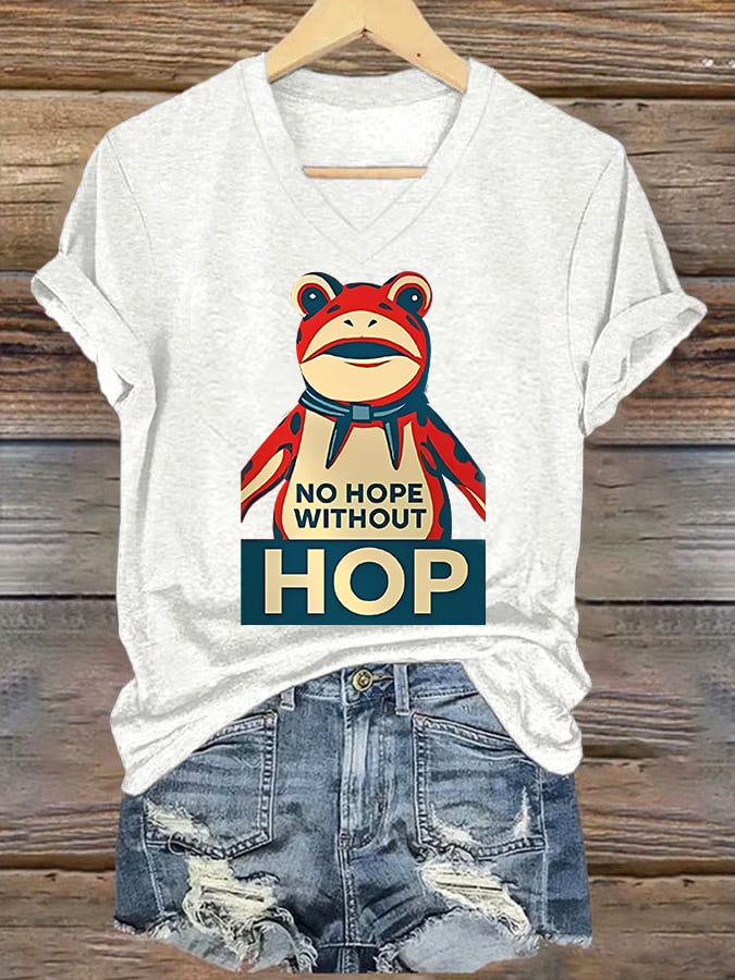 V-neck Women's no hope without hop Printed Casual T-Shirt