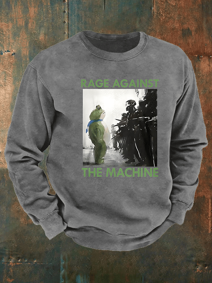 Men's Frog Resistance Print Casual Sweatshirt