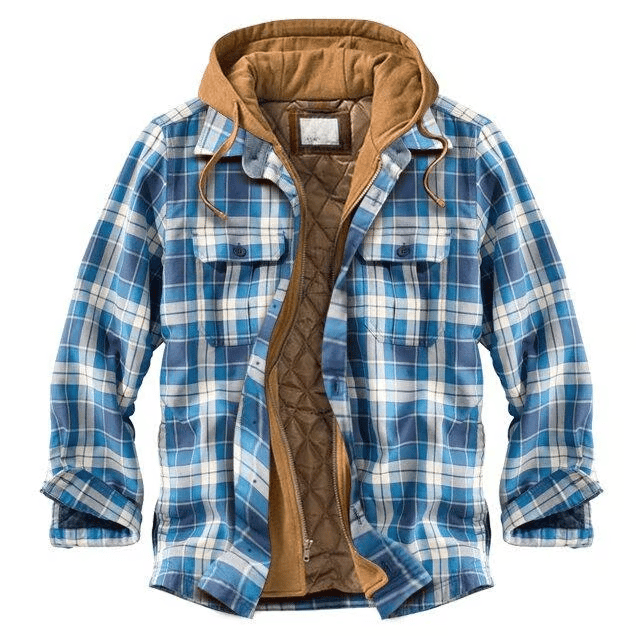 Outdoor Men's Hooded Flannel Shirt Jacket