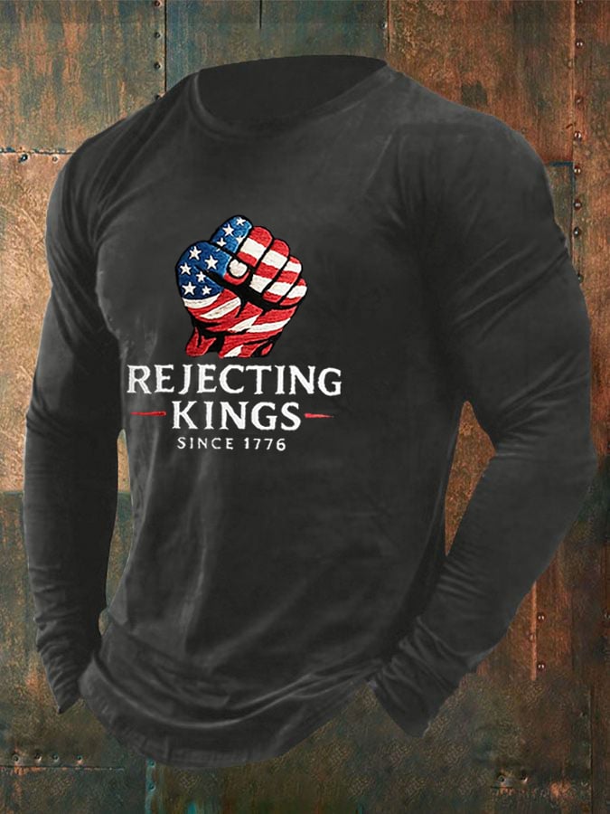Men'S “Rejecting Kings Since 1776â€?Print Casual T-Shirt