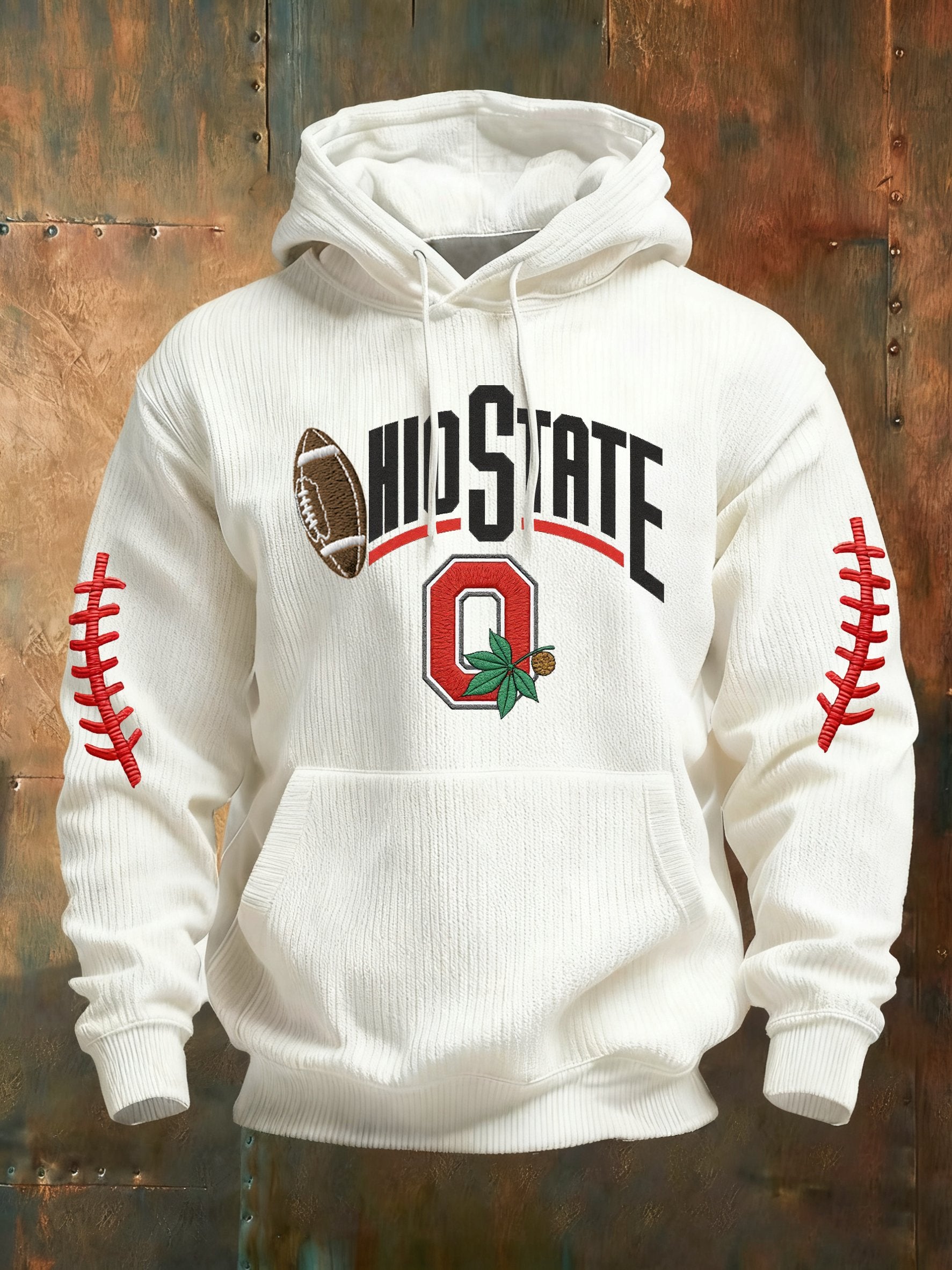 Men's Casual Football Print Knit Hoodie