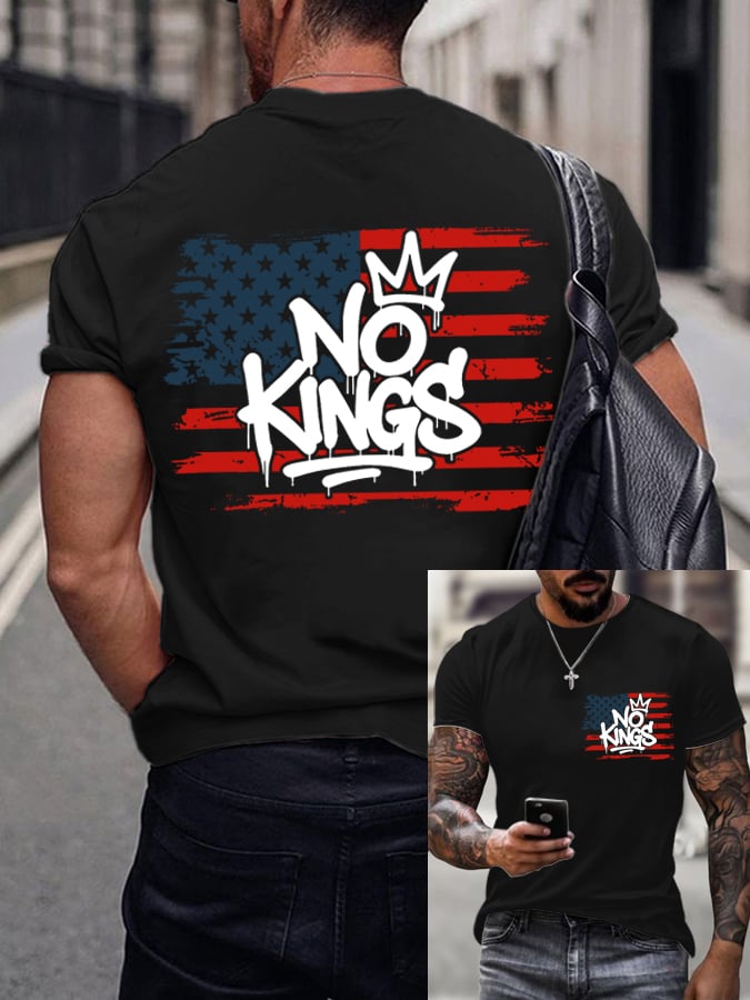 Men's No KINGS Retro Graphic Print T-Shirt