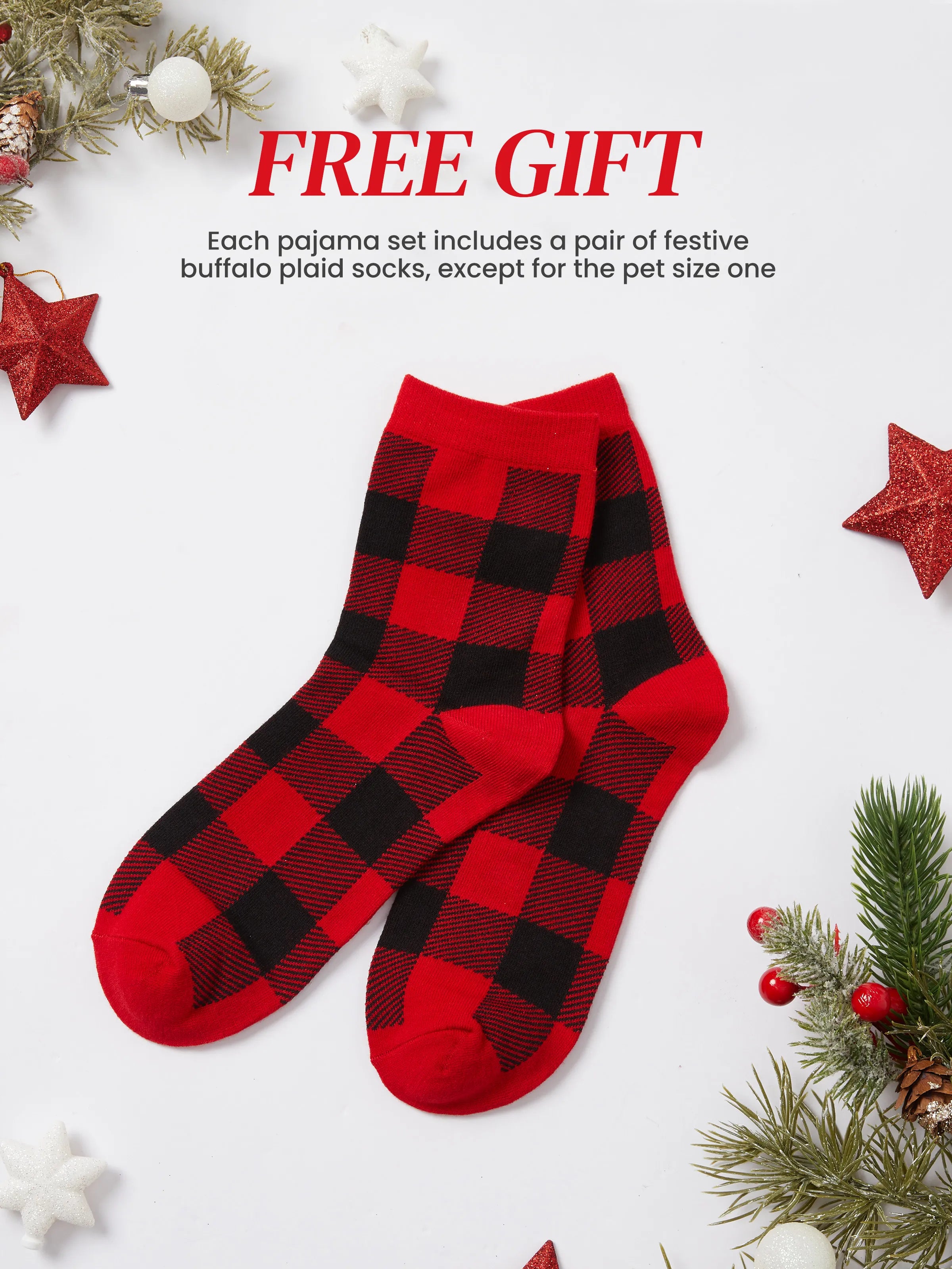 Christmas Matching Family Pajamas Set Gingerbread Print Blue and Red PJS with Christmas Socks Light Blue