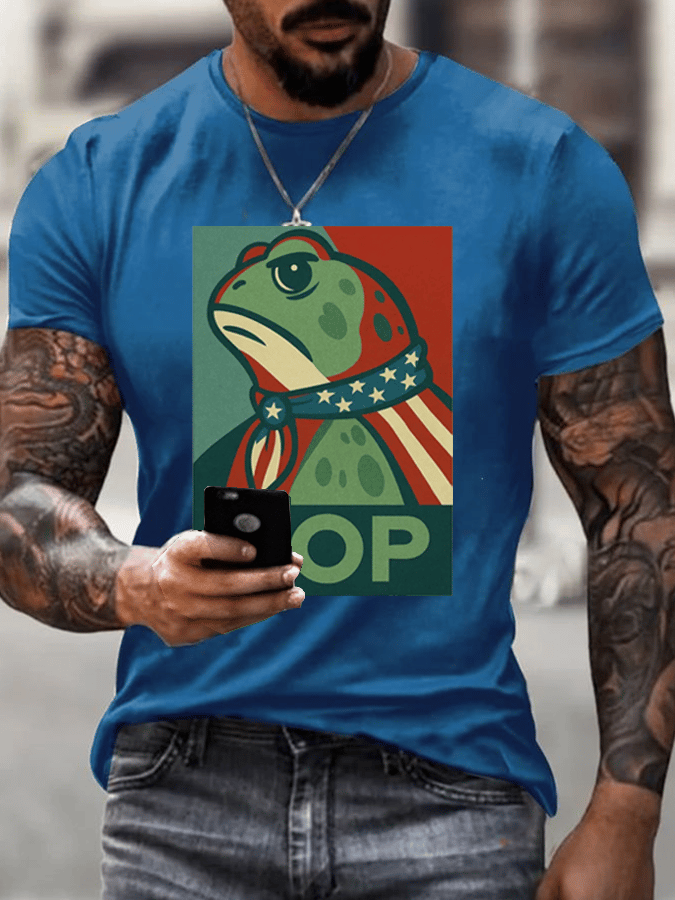 Men's Hop Portland Frog Printed Casual T-Shirt