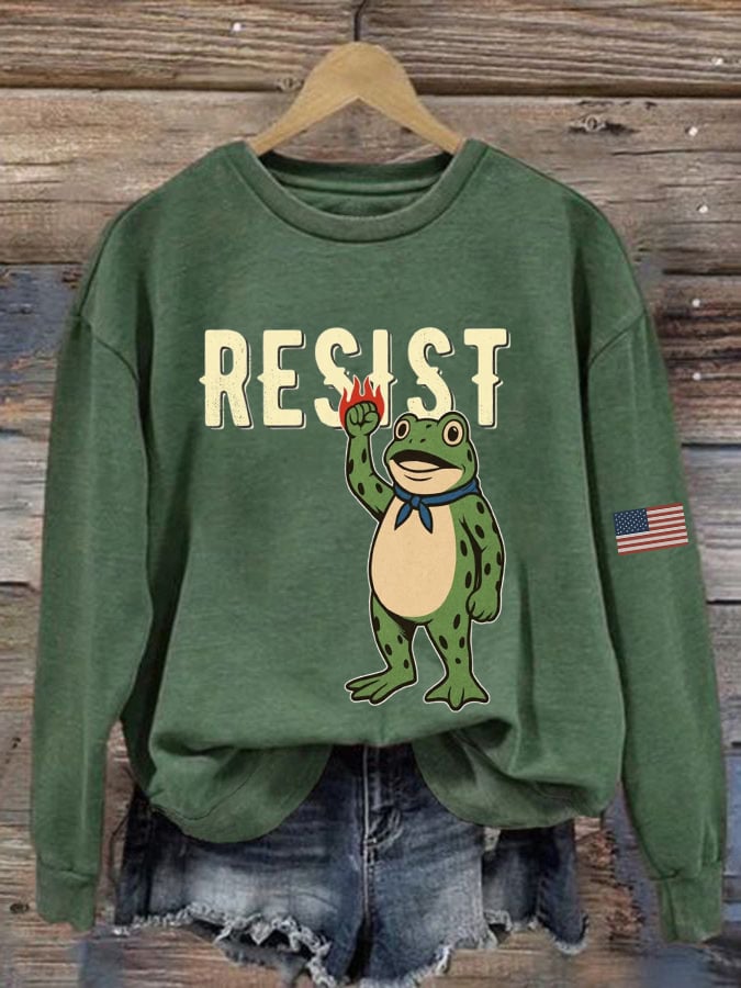 Women's Portland Frog Print Casual Sweatshirt