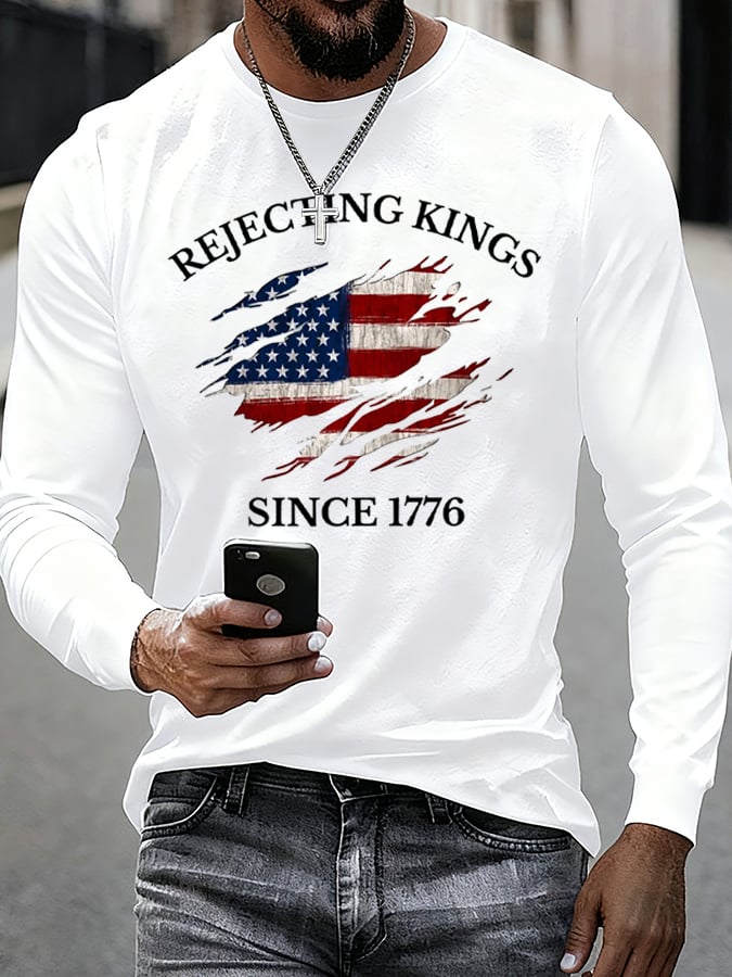Men'S “Rejecting Kings Since 1776â€?Print Casual T-Shirt