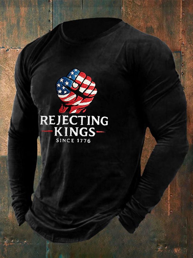 Men'S “Rejecting Kings Since 1776â€?Print Casual T-Shirt