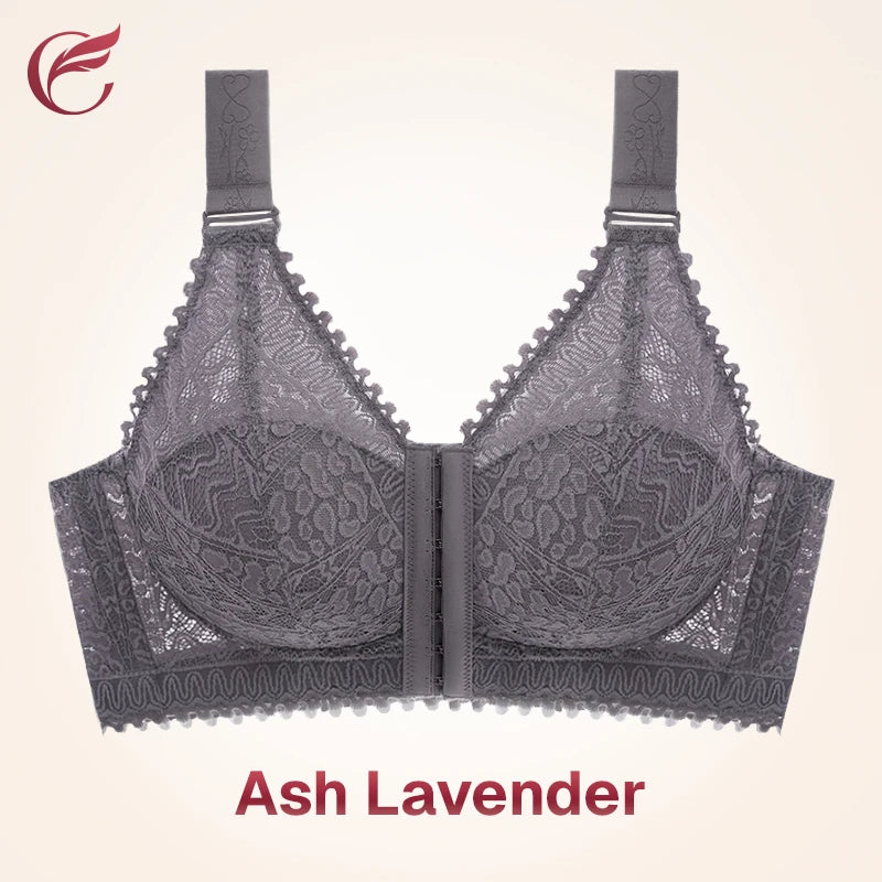 Full Bust Support Front Buckle Lace Bra