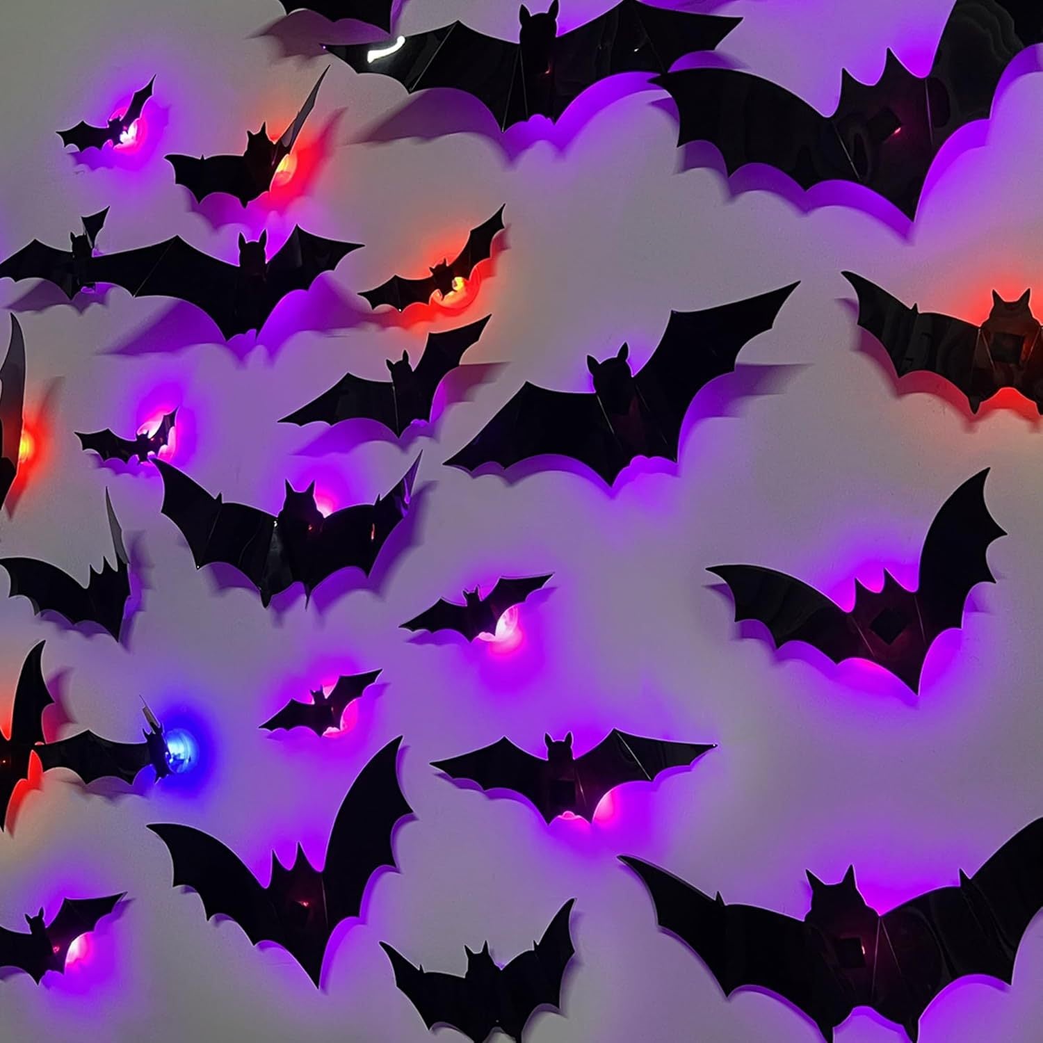 LED decorations in 3D bat light design (available in three sizes: large, medium, and small)