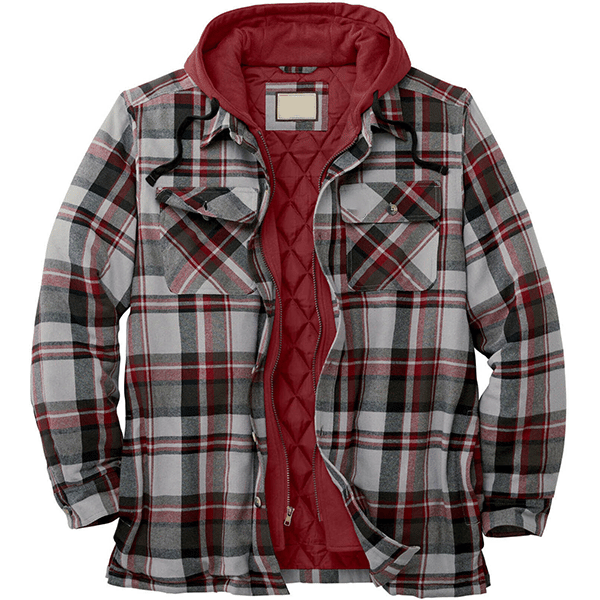 Outdoor Men's Hooded Flannel Shirt Jacket