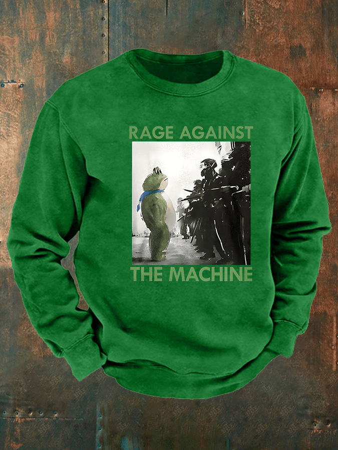 Men's Frog Resistance Print Casual Sweatshirt