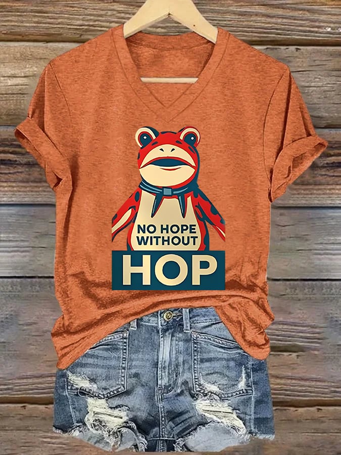 V-neck Women's no hope without hop Printed Casual T-Shirt