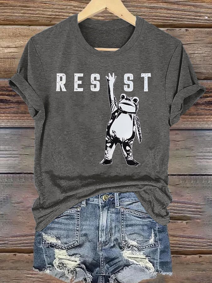 Women's Portland Frog Resist Printed Casual T-Shirt