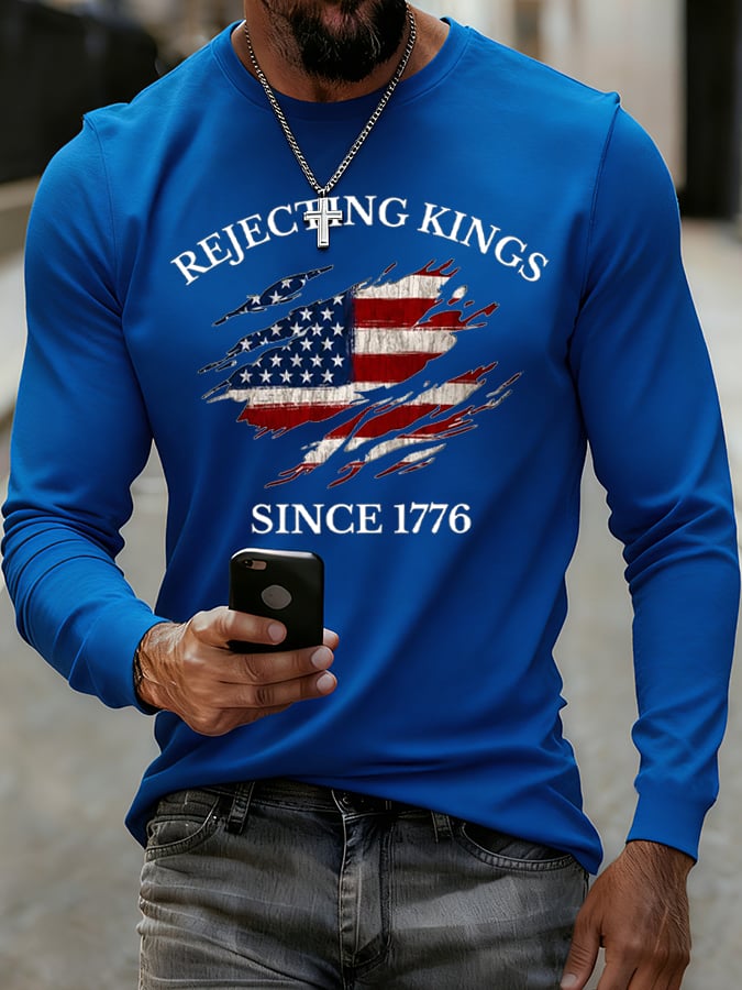 Men'S “Rejecting Kings Since 1776â€?Print Casual T-Shirt