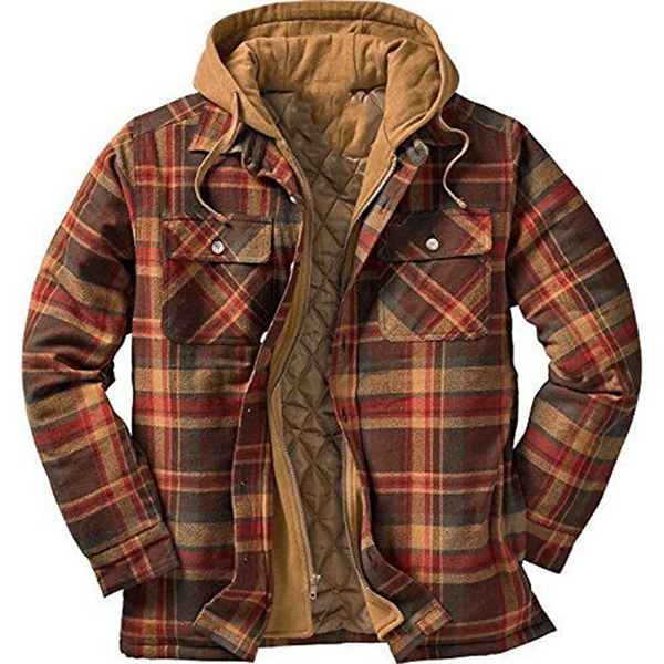 Outdoor Men's Hooded Flannel Shirt Jacket