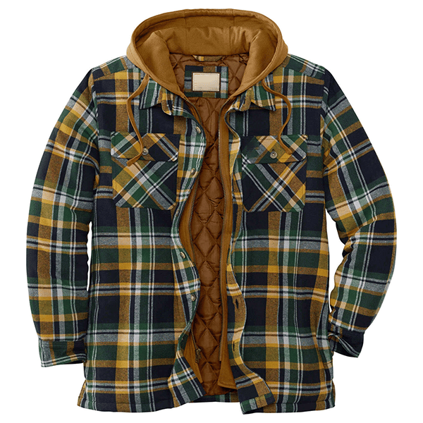 Outdoor Men's Hooded Flannel Shirt Jacket