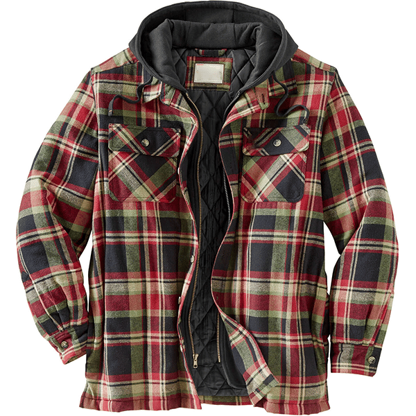 Outdoor Men's Hooded Flannel Shirt Jacket