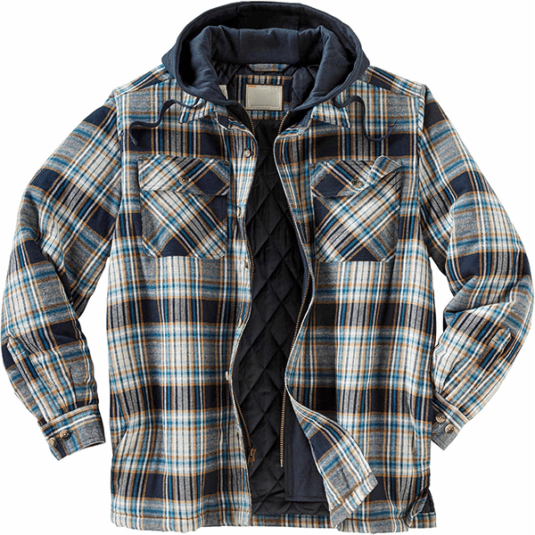 Outdoor Men's Hooded Flannel Shirt Jacket